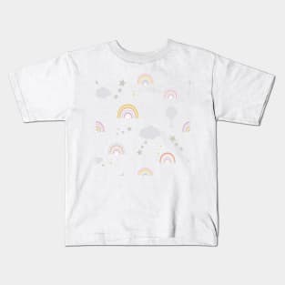 Baby rainbow seamless repeat pattern pastel colored Kids T-Shirt